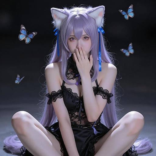 Ethereal Cat-Eared Cosplayer Portrait