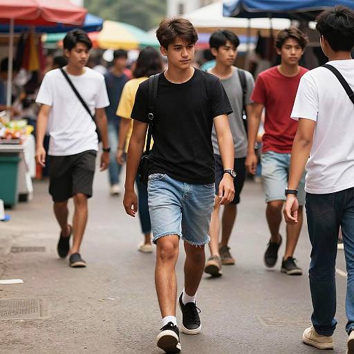 Teen Exploring Vibrant Street Market