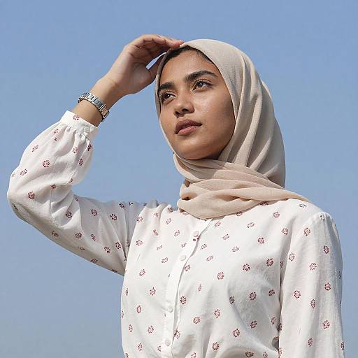Portrait of Woman in Beige Hijab