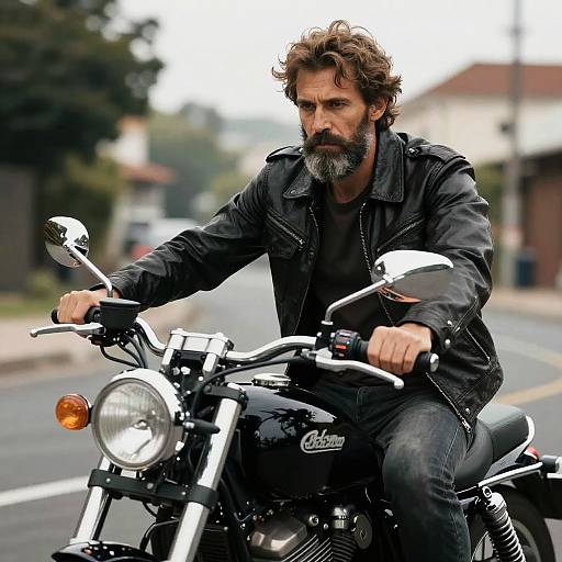 Neo-Noir Man on Motorcycle