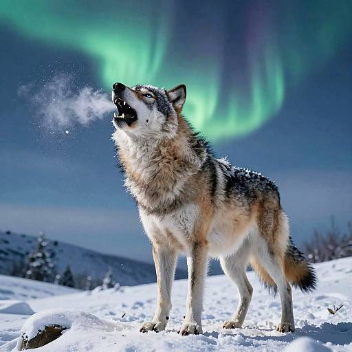 Majestic Alpha Wolf Howling Night