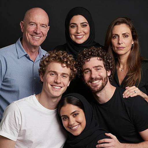 Cheerful Group Photo on Black Background