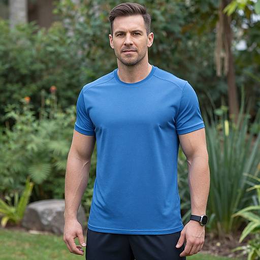 Man in Blue Gym Sportswear Outdoors
