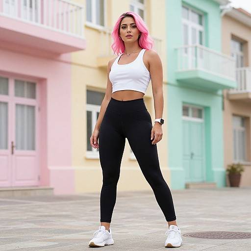 Fashionable Woman in Vibrant Urban Style