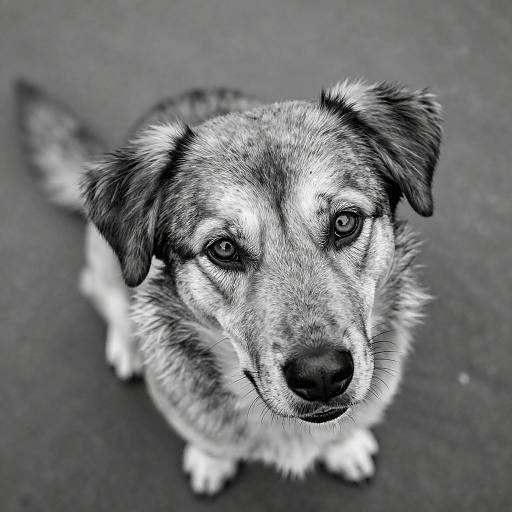 Hyper-Realistic Monochrome Dog Portrait