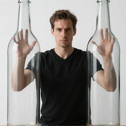 Man Inside Glass Bottle Portrait