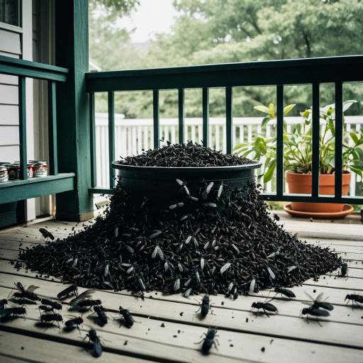 Swarm of Black Flies on Porch