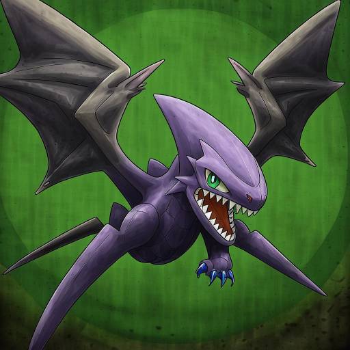 Illustration of Aerodactyl, pokemon in the style of Okayado
