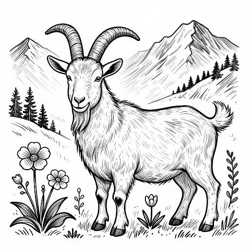 Scandinavian Folk Art Goat Drawing