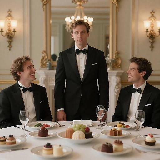 Elegant Dining Scene in a Grand Ballroom