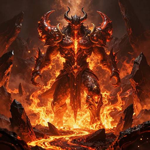 Sargeras Rising Over Molten Battlefield