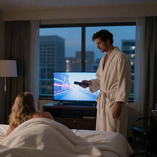 Intimate Hotel Room Night Scene