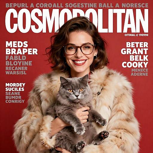 Retro Cosmopolitan Cover with Smiling Woman