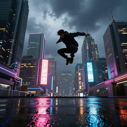 Futuristic Cyberpunk Parkour Leap