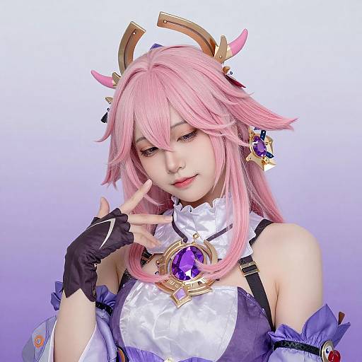 Regal Portrait with Pink Hair and Crown