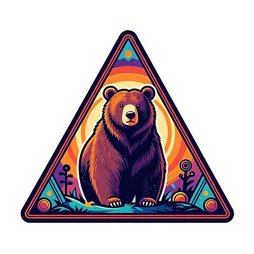 Psychedelic Bear Triangle Print