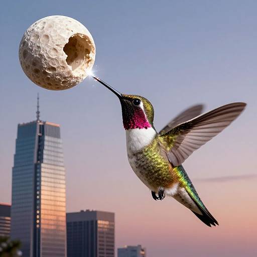 Giant Hummingbird Sipping Moon Nectar