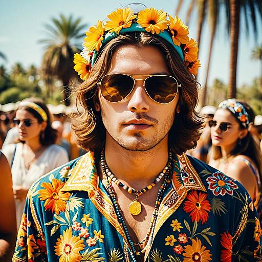 Young Man in Bohemian Festival Outfit