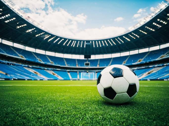 Soccer Ball on Stadium Field