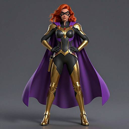 Confident Female Superhero in Armored Suit