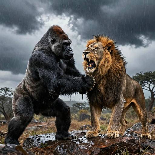 Gorilla vs Lion Epic Battle