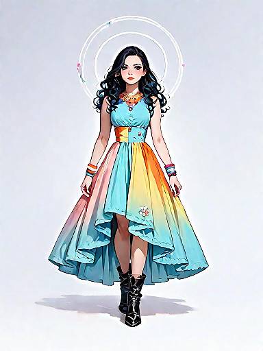 Bohemian Chic Woman in Stylish Dress