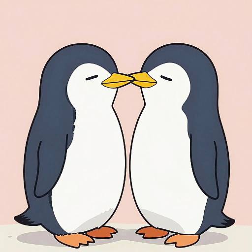 Anime Style Kissing Penguins
