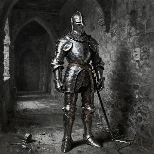 Charcoal Knight in Medieval Castle