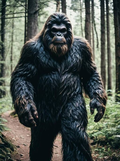 Man in Bigfoot Costume in Forest