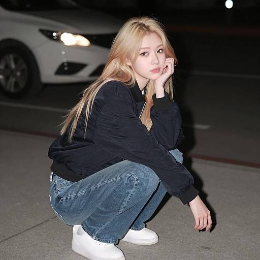 Candid Night Portrait of a Young Woman