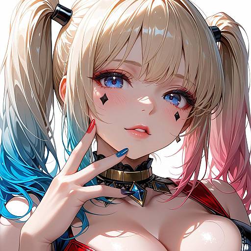 Illustration of Harley quinn, dc comics in the style of Suou-sensei