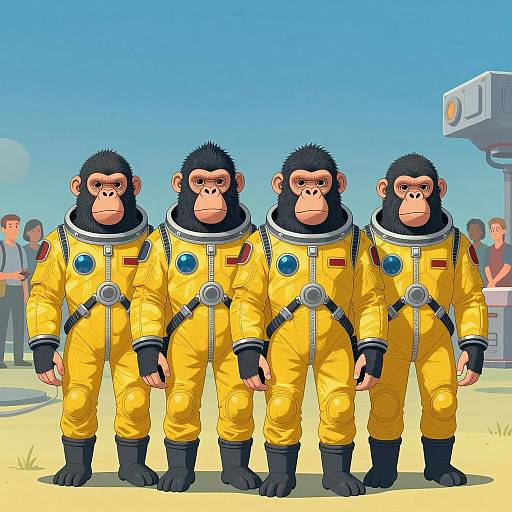Serious Apes in Space Suits Illustration