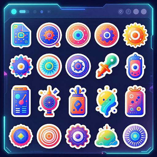 Vibrant Futuristic Digital Sticker Generator