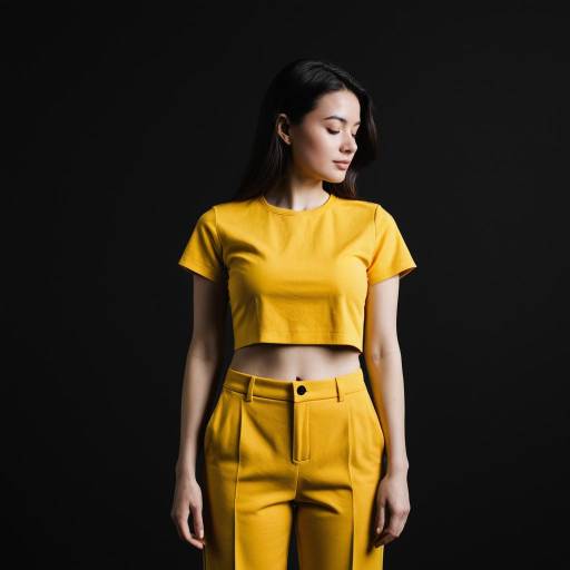Woman in Yellow Cropped Top and Trousers