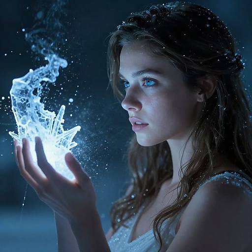Photorealistic Blue-Eyed Ice Woman