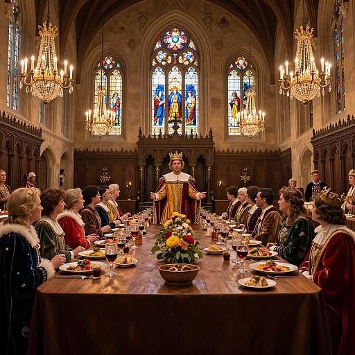 Lavish Medieval Banquet Hall Scene