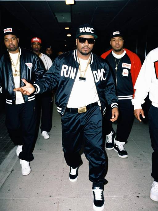 Men in Run DMC Hip-Hop Costumes