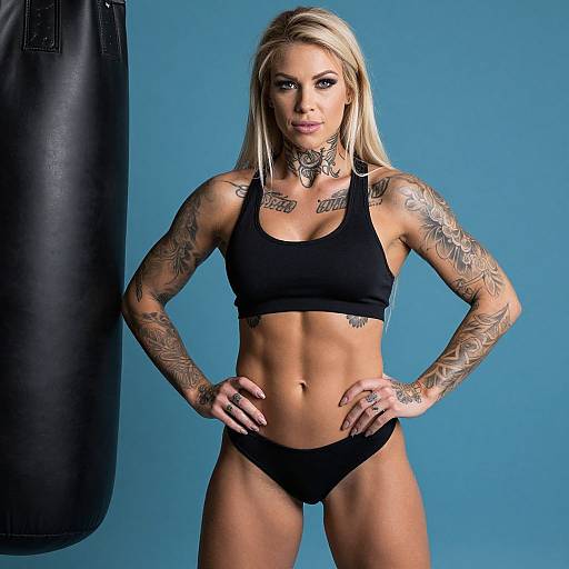 Tattooed Fit Blonde Woman Portrait