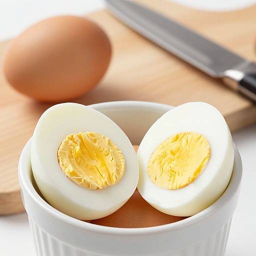 Close-Up of Boiled Egg Halves