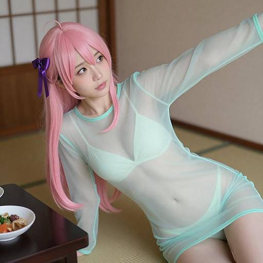 Playful Kancolle Admiral on Tatami Table