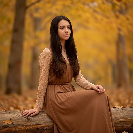 Serene Woman in Autumn Forest