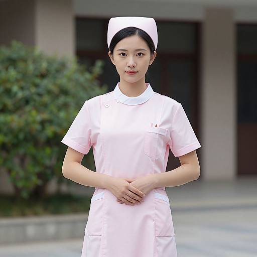 Female Nurse in Pink Uniform
