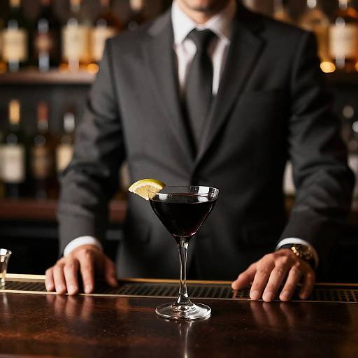 Man in Suit with Black Cocktail