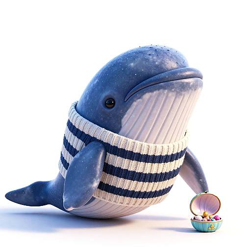 Gentle Guardian Whale in Pixar Style
