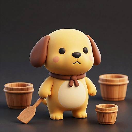 Ultra-Realistic 3D Chibi Dog Artwork