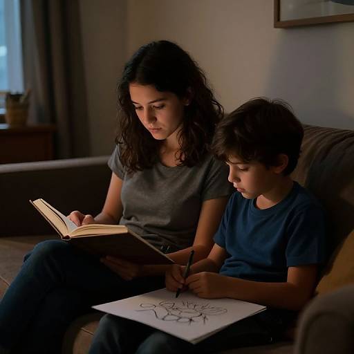 Quiet Sibling Moment in Cozy Apartment