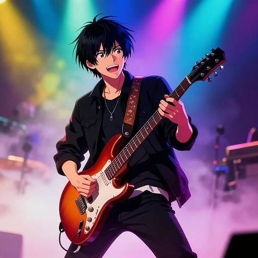 Energetic Anime Rock Guitarist