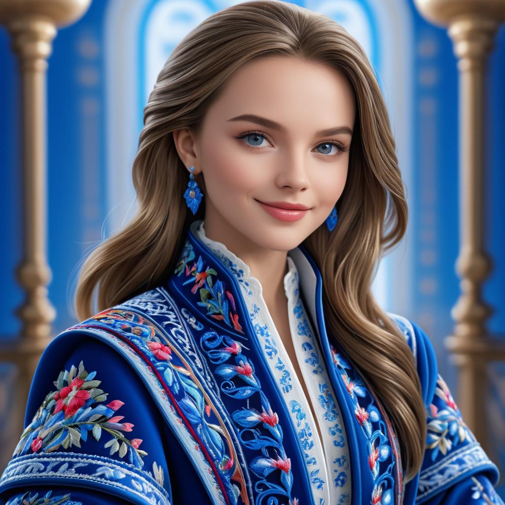 Elegant Portrait of Elena in Embroidered Coat