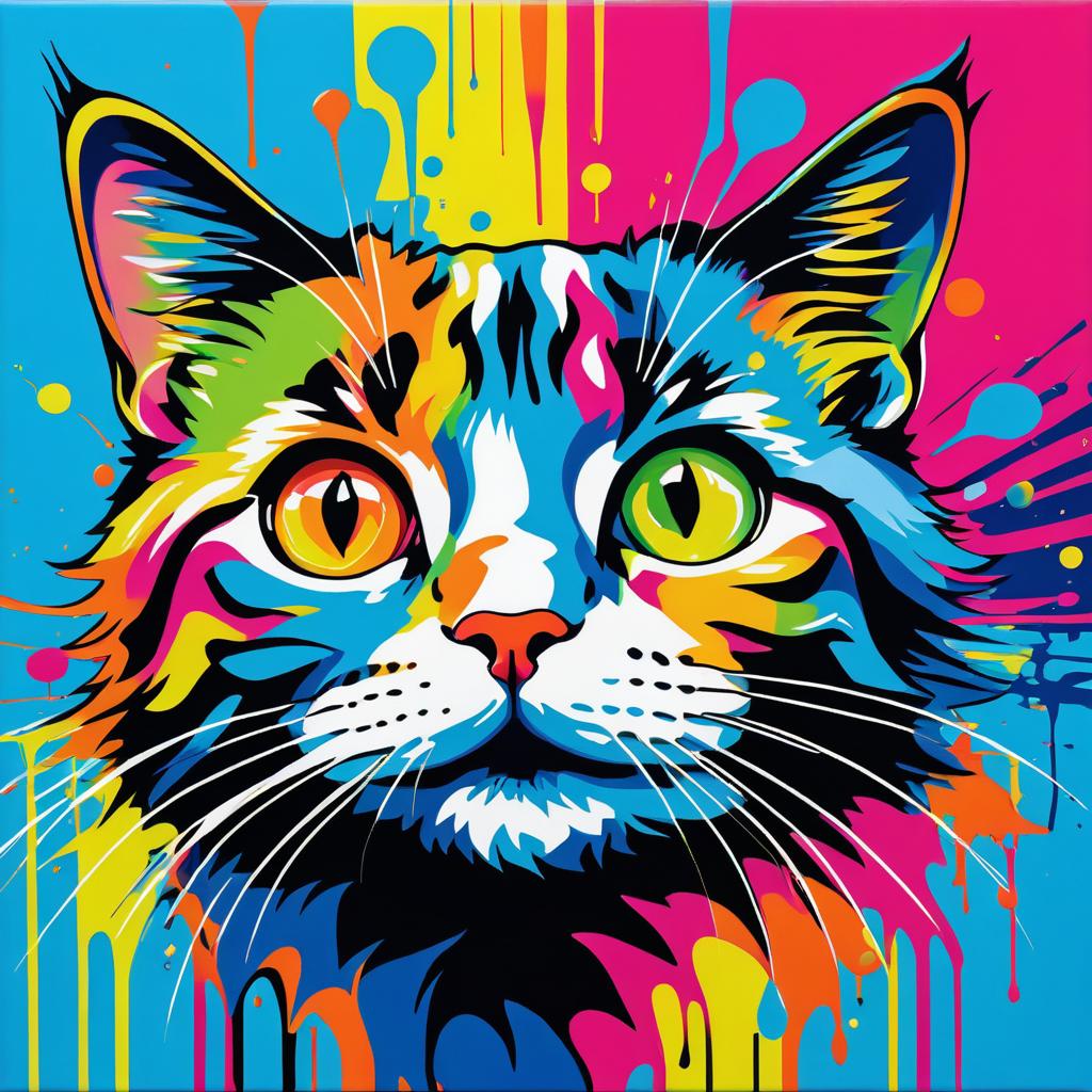 Vibrant Pop Art Cat Portrait