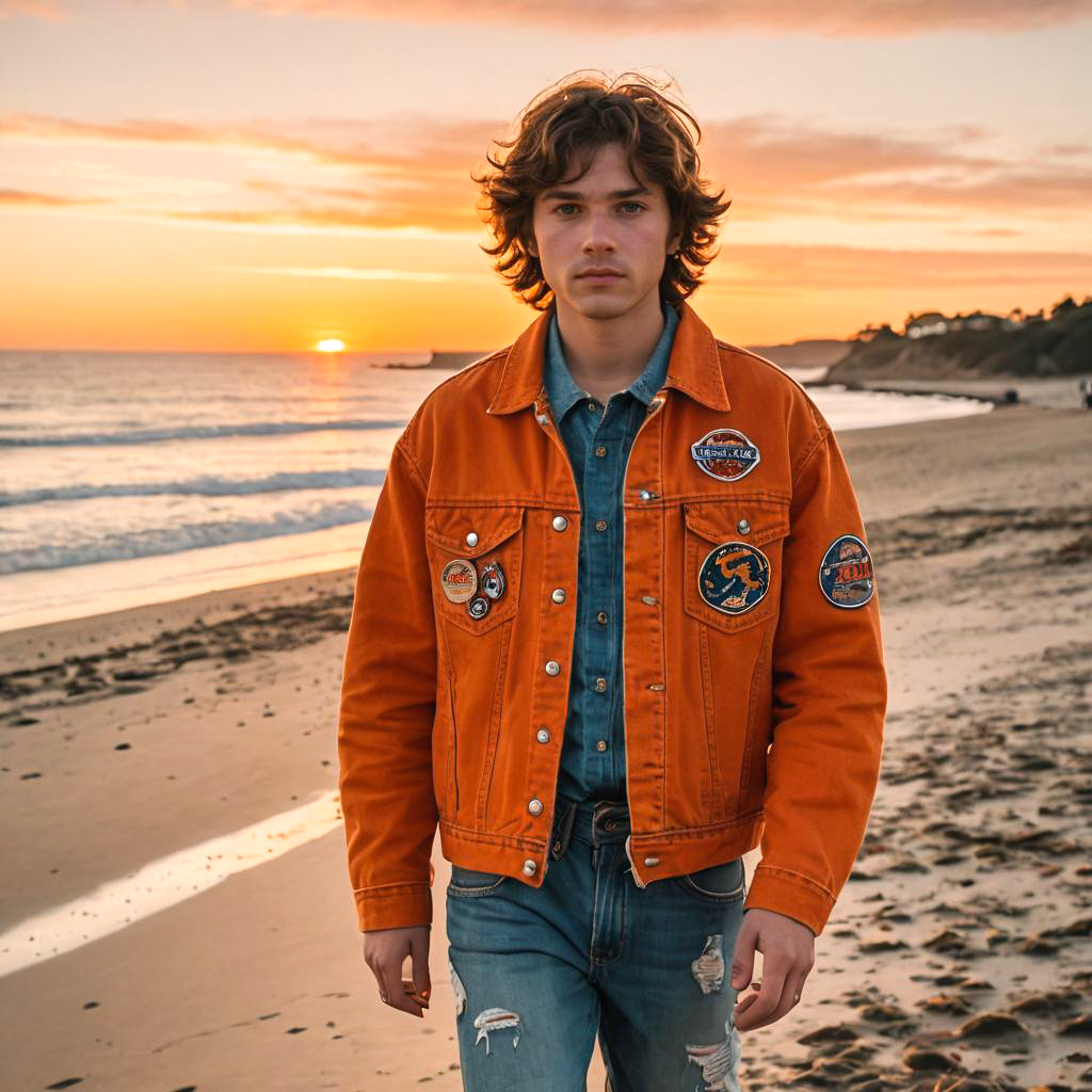 Teenage Boy on Beach at Golden Hour